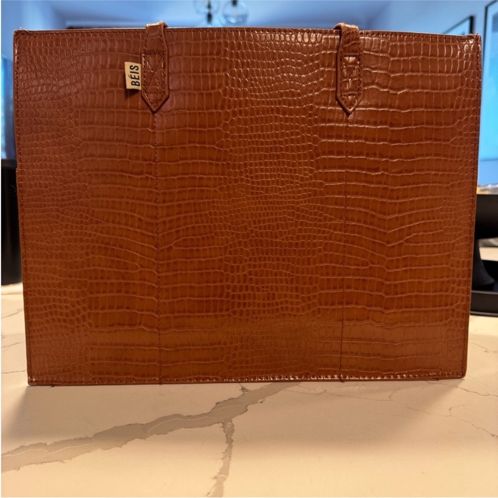 BEIS Brown Croc-Embossed Bag - Picture 3 of 6